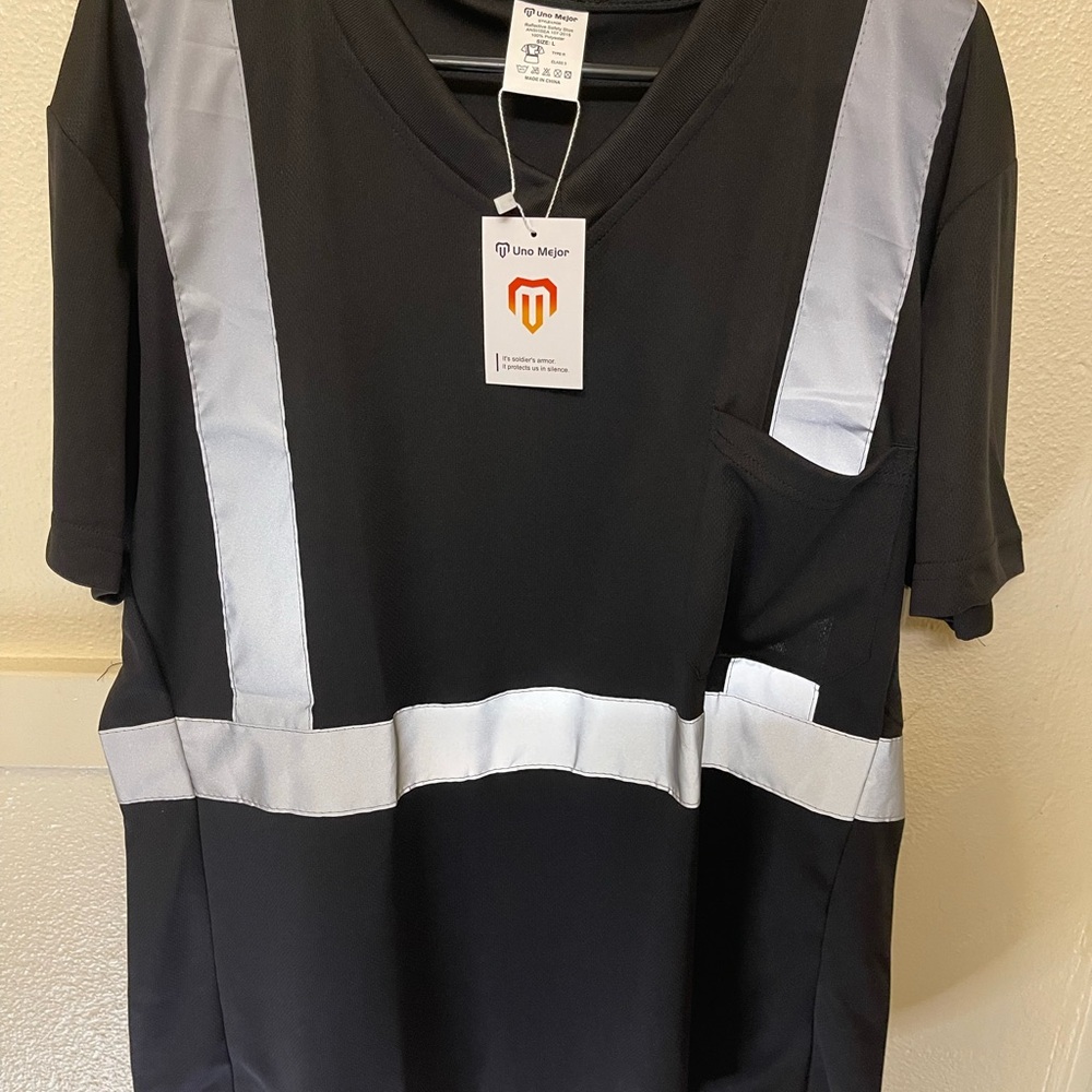Black and Gray Men's Hi Visible Reflective Safety Shirt